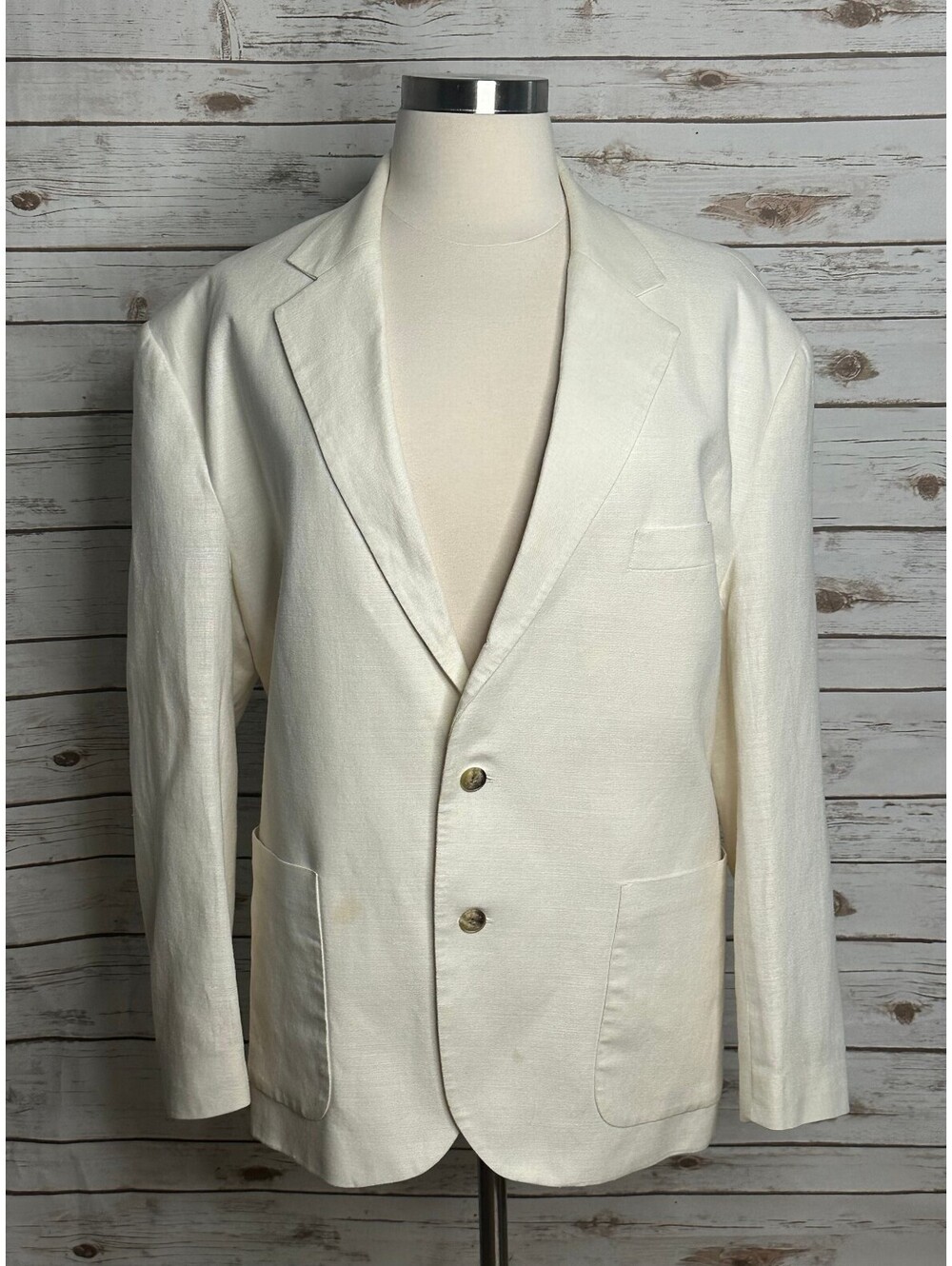 Tommy Hilfiger ivory linen cotton single-breasted sports coat blazer XL classic
